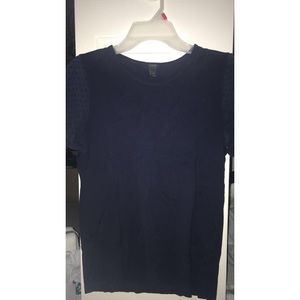 navy j.crew t shirt w sheer sleeves